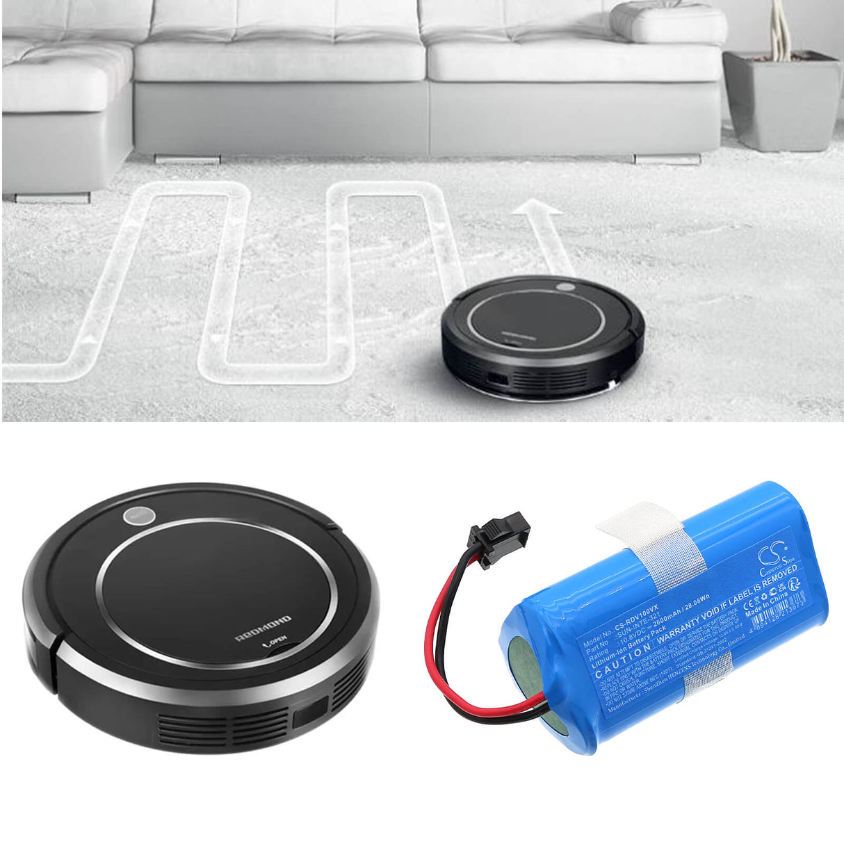 10.8V, Li-ion, 2600mAh, Vacuum battery fits Redmond, Rv-r100, 28.08Wh Vacuum Cameron Sino Technology Limited