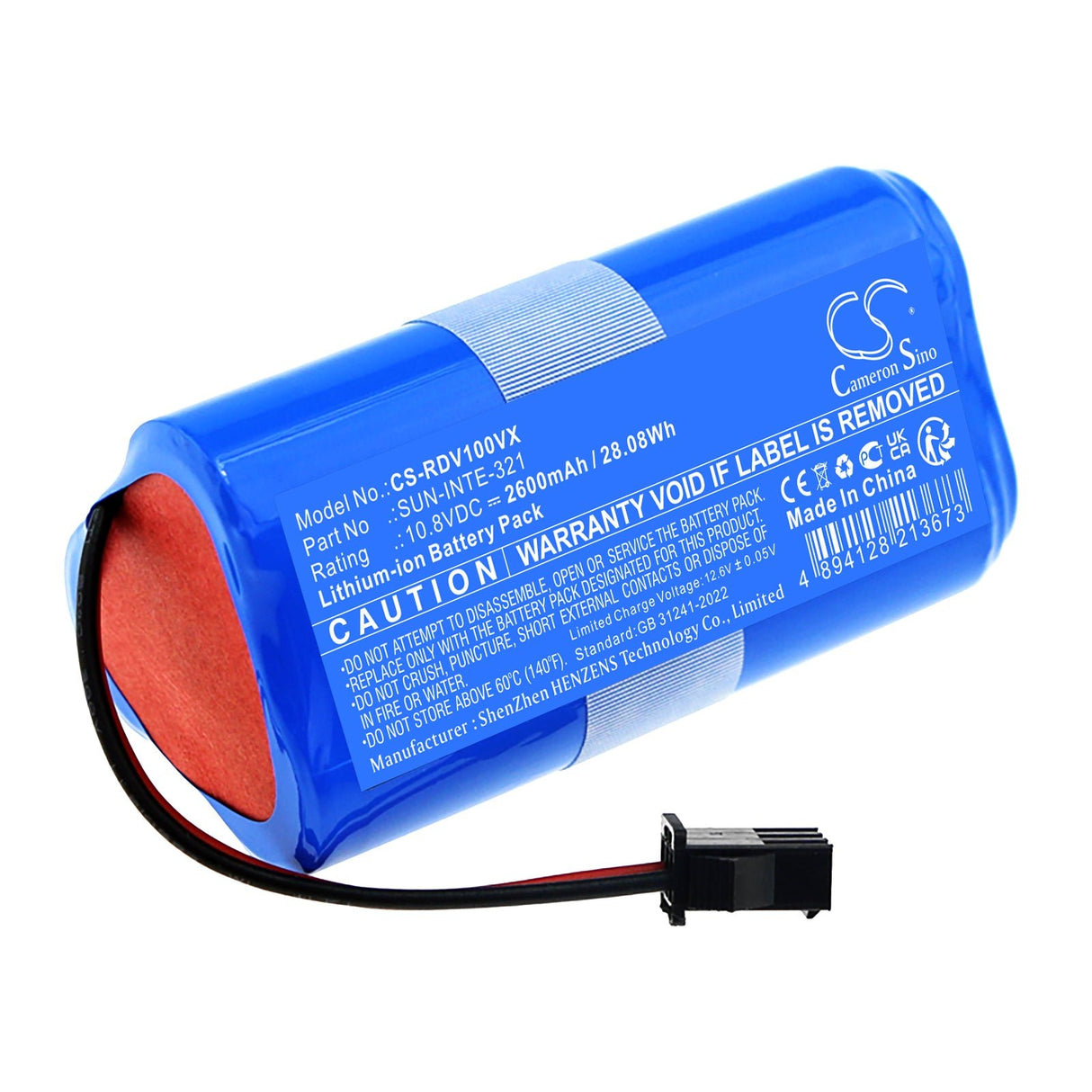 10.8V, Li-ion, 2600mAh, Vacuum battery fits Redmond, Rv-r100, 28.08Wh Vacuum Cameron Sino Technology Limited
