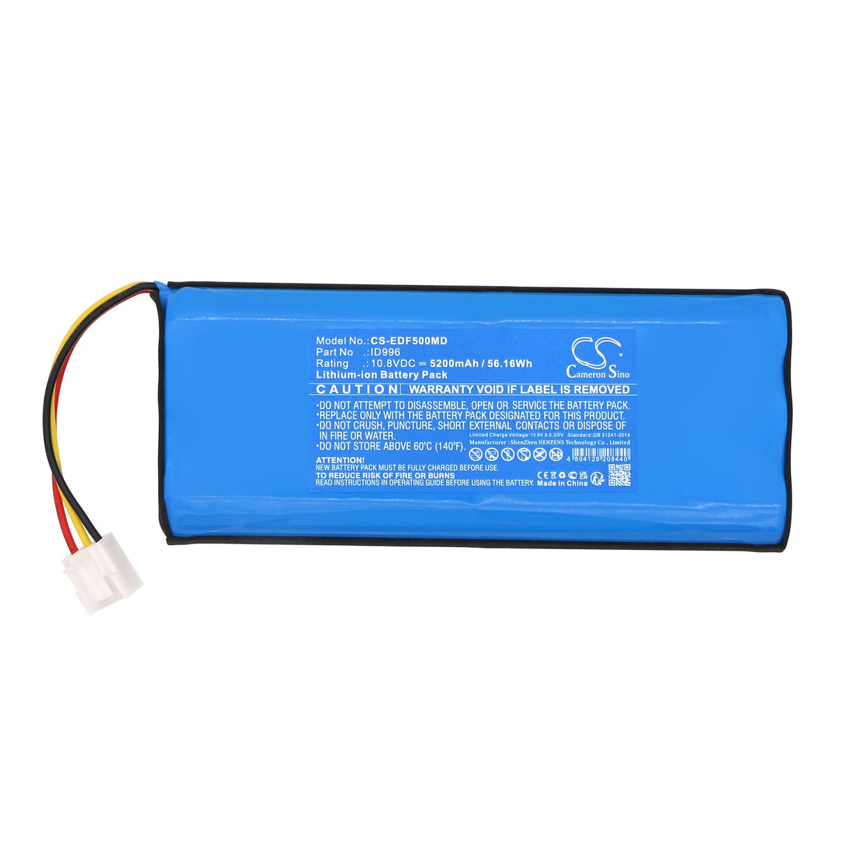 10.8V, Li-ion, 5200mAh, Medical battery fits Edan, F15, X12, 56.16Wh Medical Cameron Sino Technology Limited (Medical)