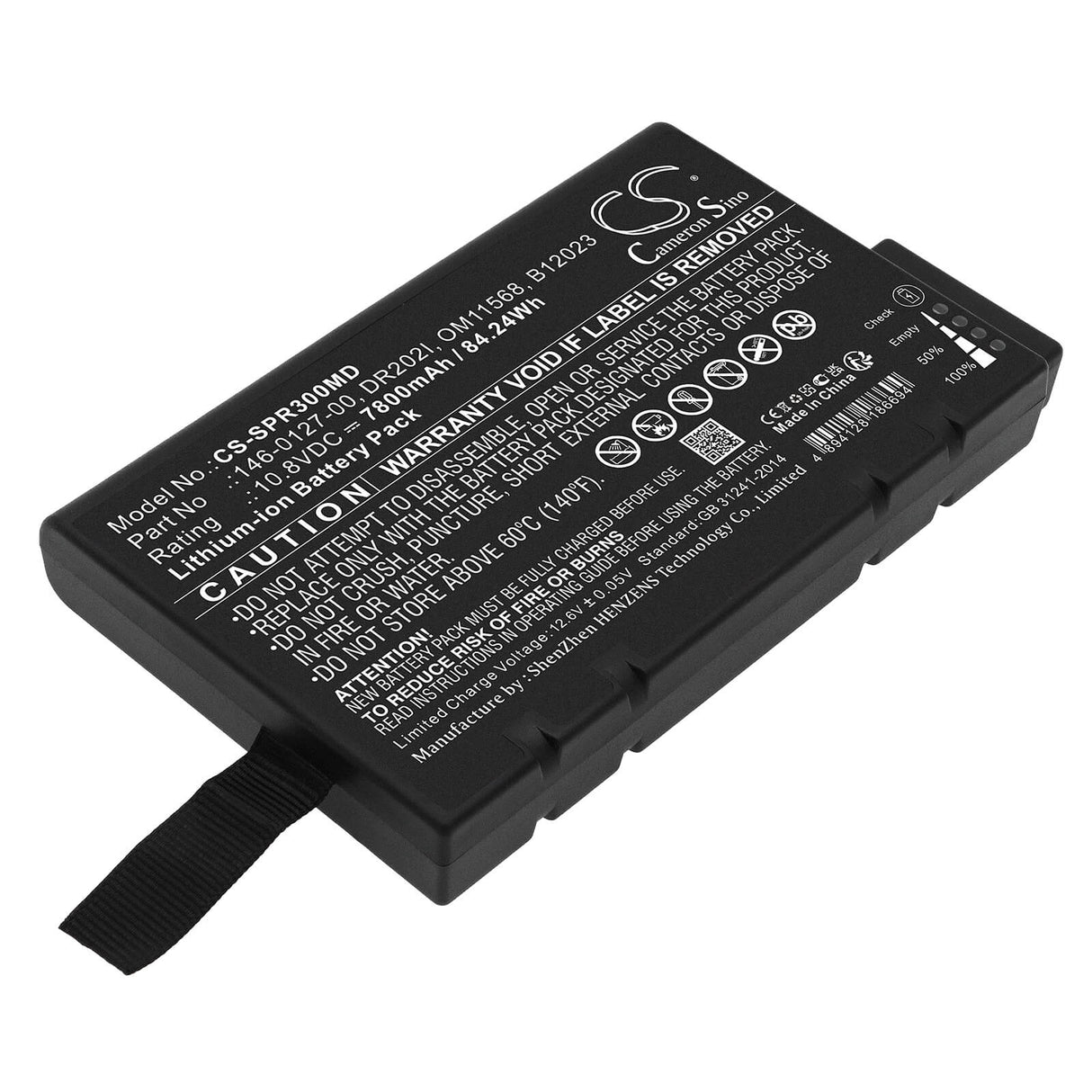 10.8V, Li-ion, 7800mAh, Medical battery fits Spacelabs, 146-0127-00, Els5, Mcare300, 84.24Wh Medical Cameron Sino Technology Limited (Medical)
