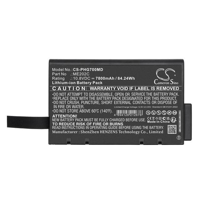 10.8V, Li-ion, 7800mAh, Medical battery fits Philips, Goldway G70, Battery model Me202c, 84.24Wh Medical Cameron Sino Technology Limited (Medical)