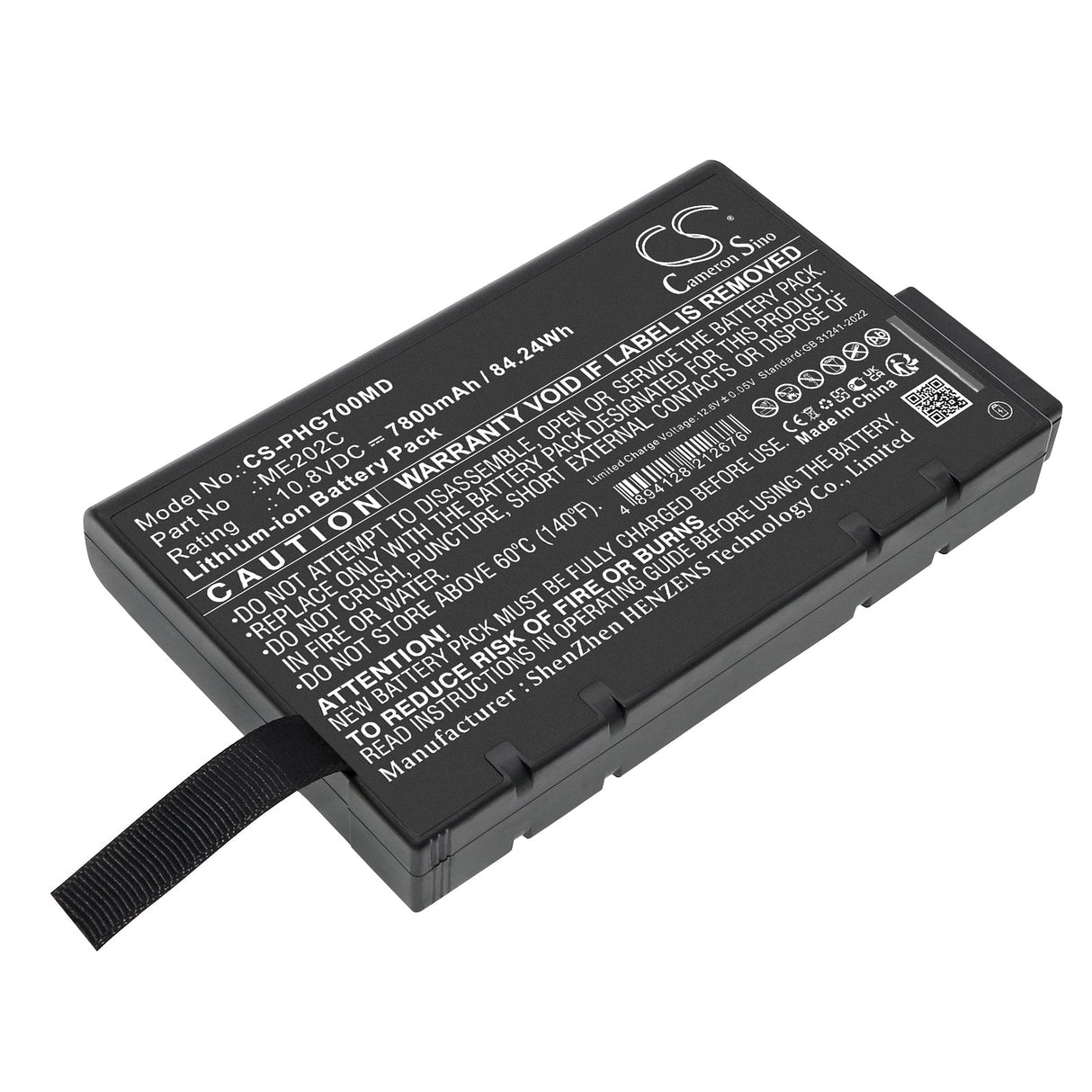 10.8V, Li-ion, 7800mAh, Medical battery fits Philips, Goldway G70, Battery model Me202c, 84.24Wh Medical Cameron Sino Technology Limited (Medical)