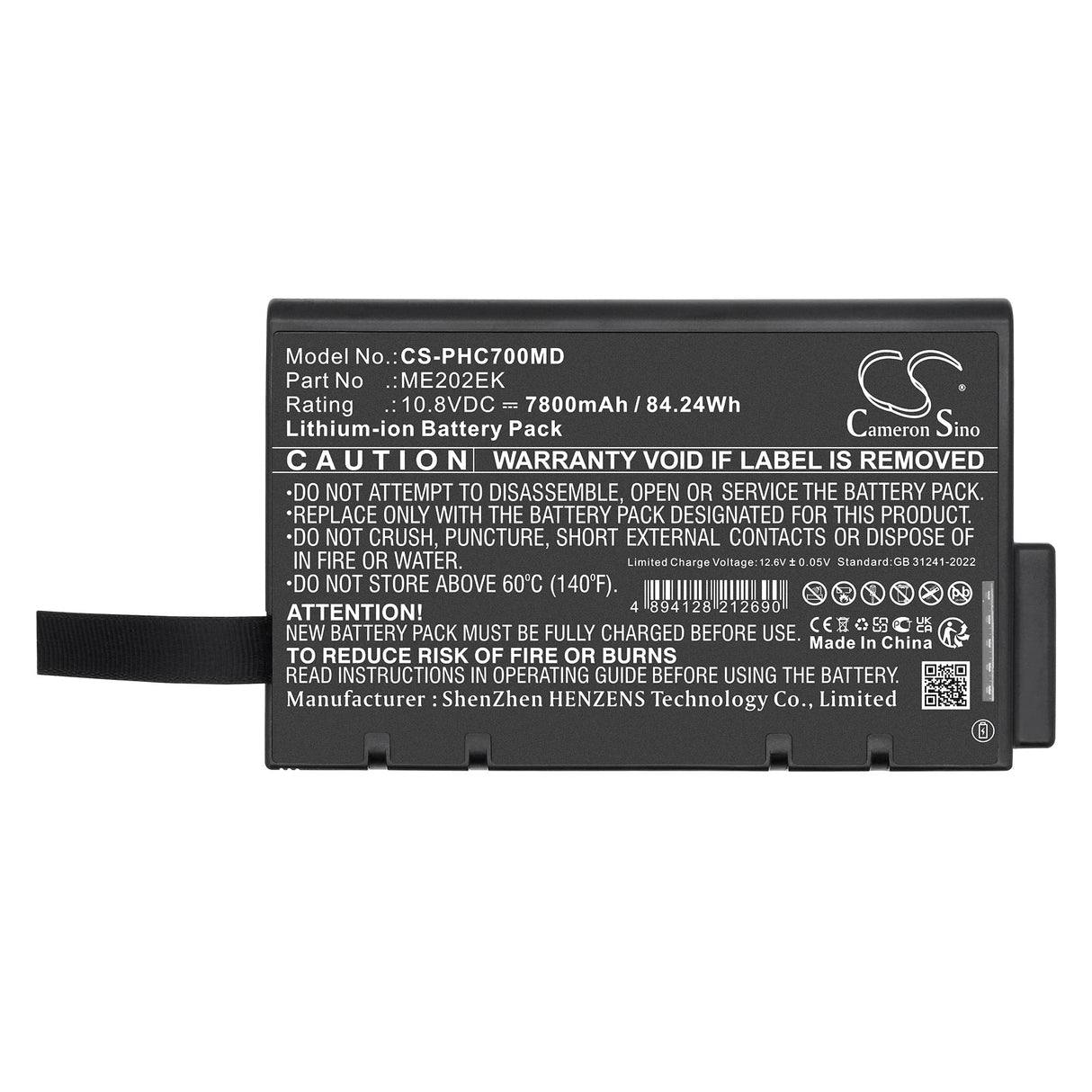 10.8V, Li-ion, 7800mAh, Medical battery fits Philips, Micron Transport Ctg7, 84.24Wh Medical Cameron Sino Technology Limited (Medical)