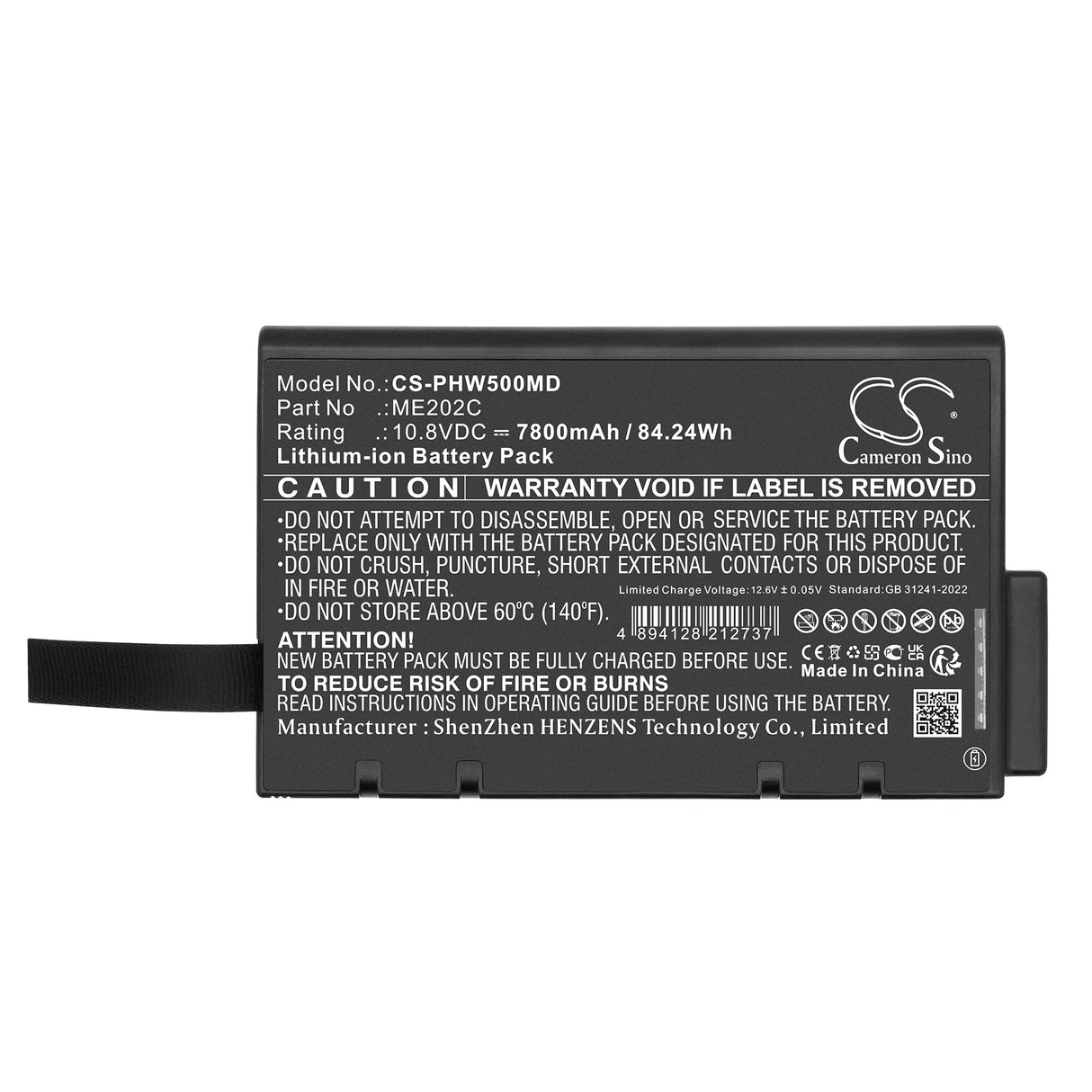 10.8V, Li-ion, 7800mAh, Medical battery fits Philips, Pagewriter Tc50, 84.24Wh Medical Cameron Sino Technology Limited (Medical)