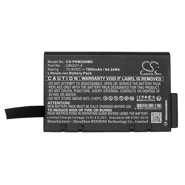10.8V, Li-ion, 7800mAh, Medical battery fits Philips, 453564674191, Pagewriter Tc10, Pagewriter Tc10 Cardiograph, 84.24Wh Medical Cameron Sino Technology Limited (Medical)