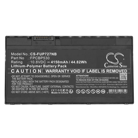 10.8v, Li-polymer, 4150mah, Notebook Battery Fits Fujitsu, Lifebook P727, Lifebook P728, 44.82wh Notebook, Laptop Cameron Sino Technology Limited