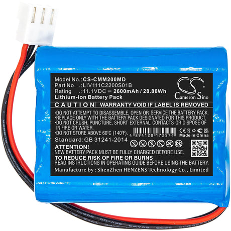 11.1V, Li-ion, 2600mAh, Medical battery fits Comen, 022-000066-00, M2000a, 28.86Wh Medical Cameron Sino Technology Limited (Medical)