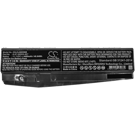 11.1v, 4400mah, Li-ion Battery Fit's Clevo, N850, N850ek1, N850el, 48.84wh Notebook, Laptop Cameron Sino Technology Limited   