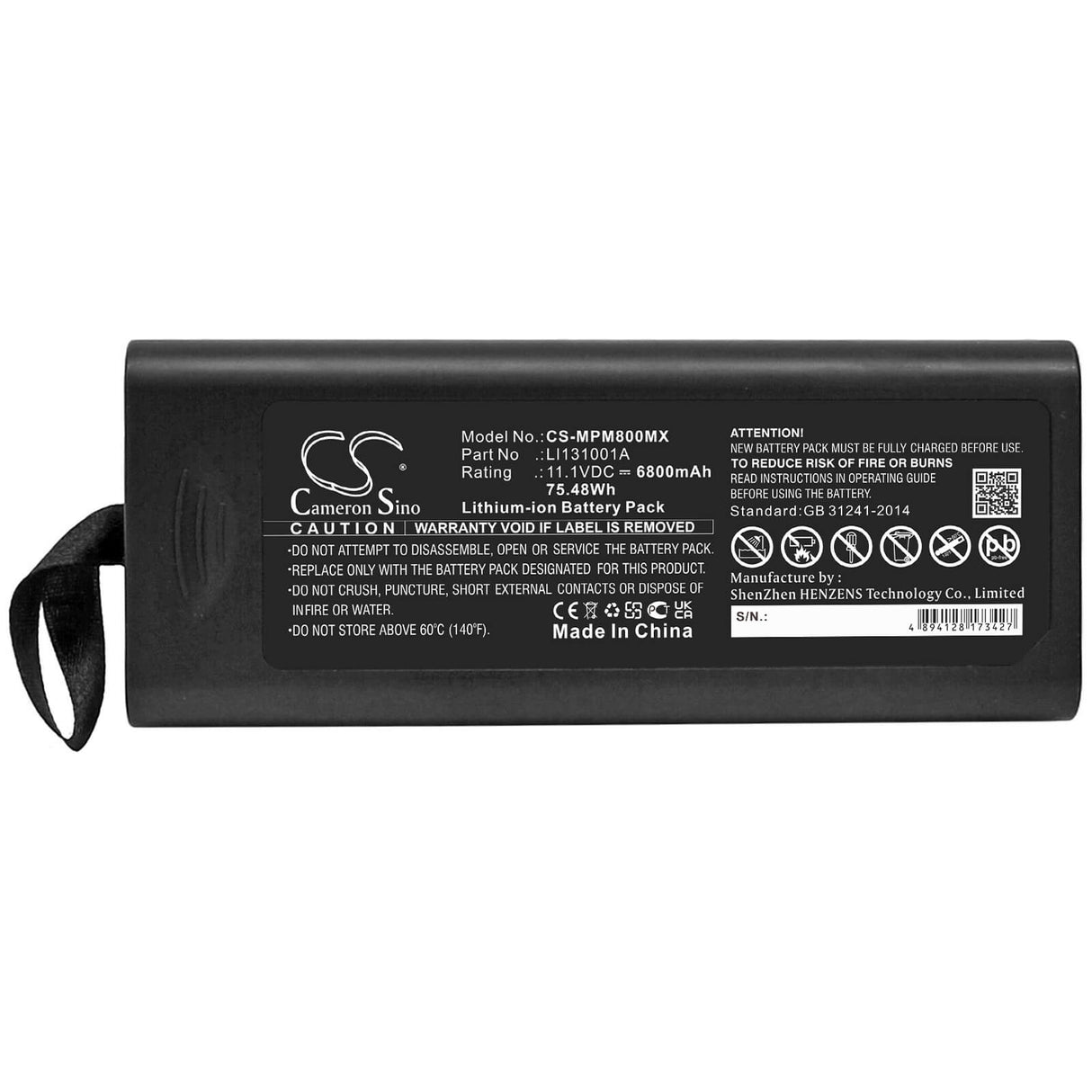 11.1V, Li-ion, 6800mAh, Medical battery fits Mindray, 115-018012-00, Accutorr 3, Accutorr 7, 75.48Wh Medical Cameron Sino Technology Limited (Medical)