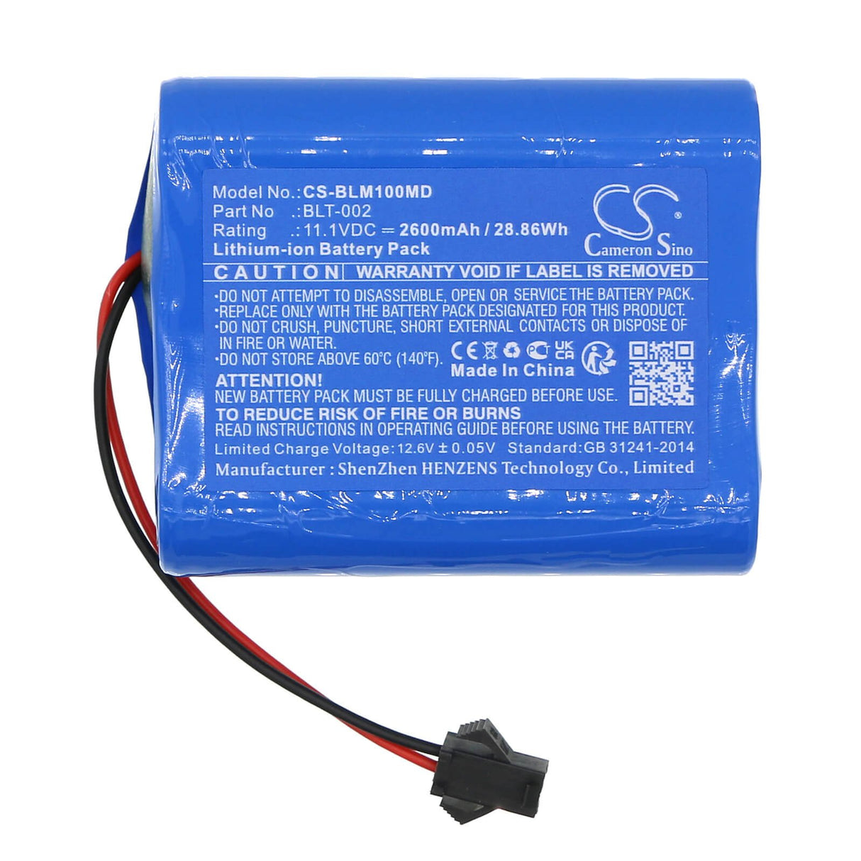 11.1V, Li-ion, 2600mAh, Medical battery fits Biolight, Blt-002, Blt M1000, 28.86Wh Medical Cameron Sino Technology Limited (Medical)