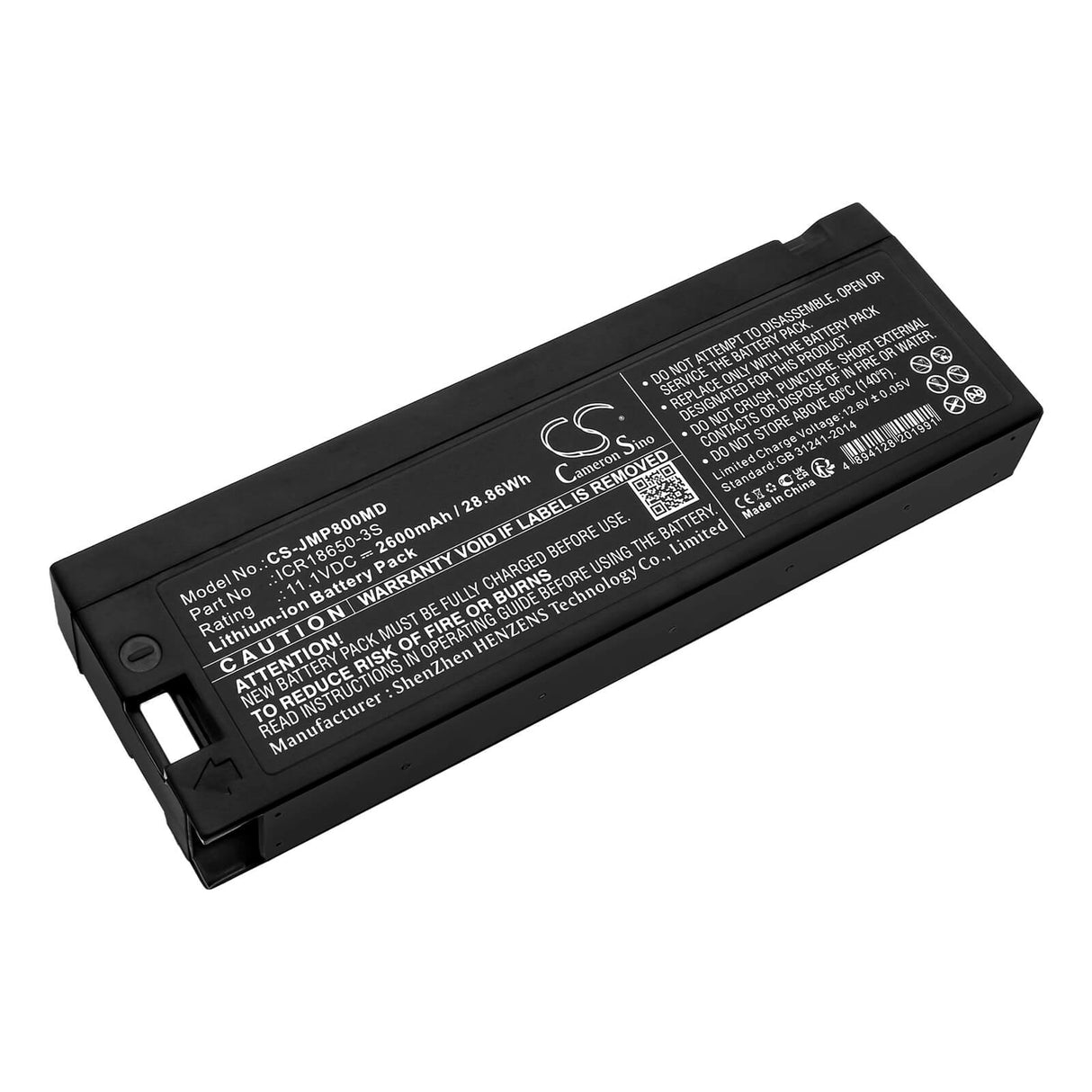 11.1V, Li-ion, 2600mAh, Medical battery fits Jumper, Icr18650-3s, Jpd-800a, Jpd-800b, 28.86Wh Medical Cameron Sino Technology Limited (Medical)