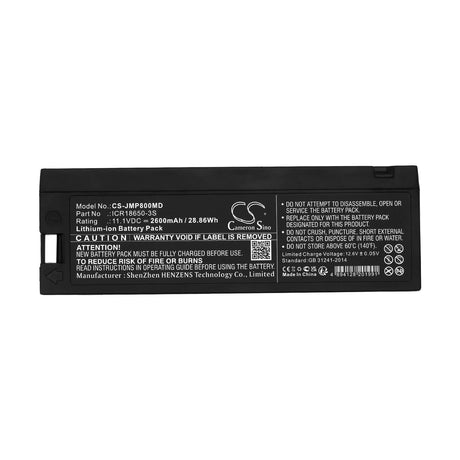 11.1V, Li-ion, 2600mAh, Medical battery fits Jumper, Icr18650-3s, Jpd-800a, Jpd-800b, 28.86Wh Medical Cameron Sino Technology Limited (Medical)