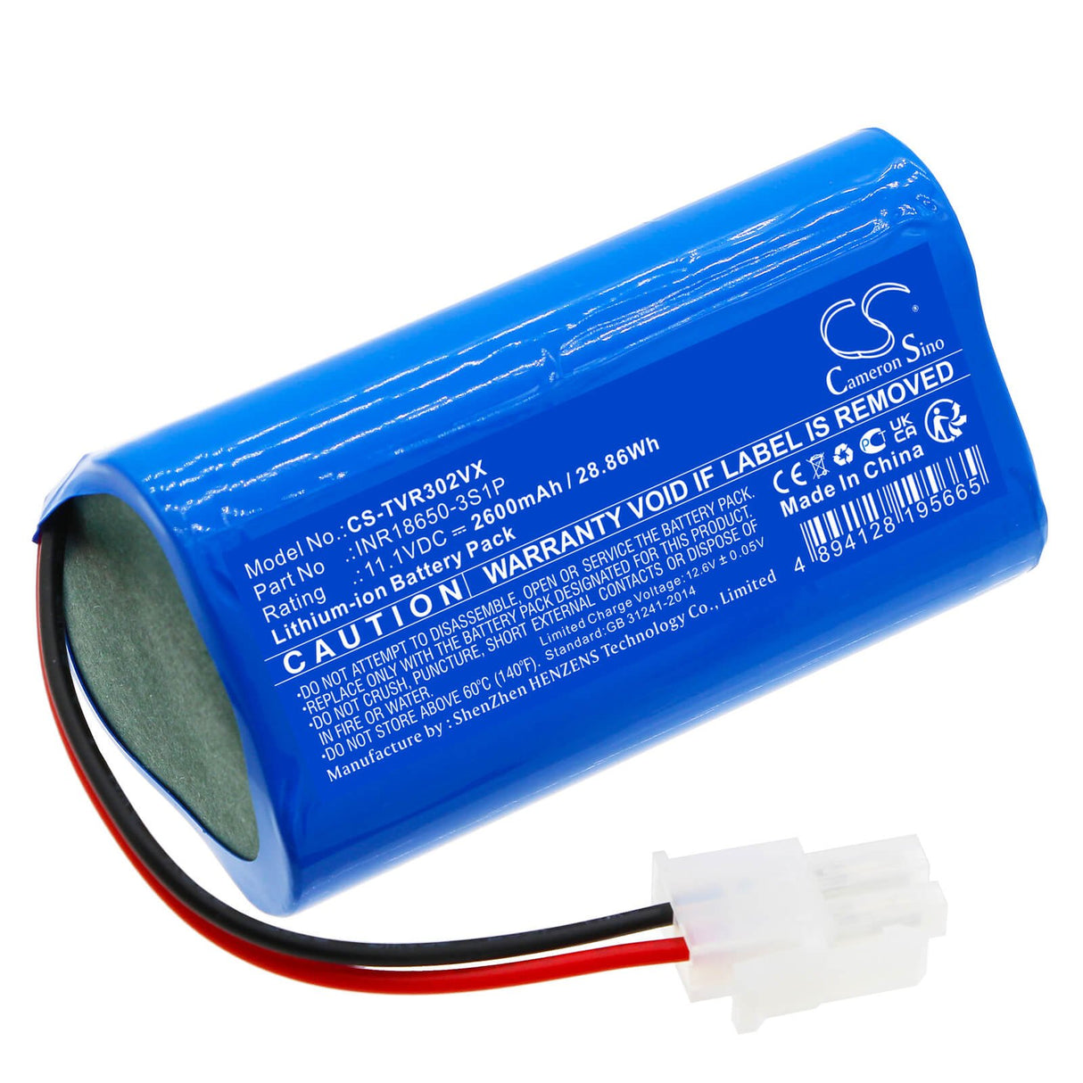 11.1v, Li-ion, 2600mah, Vacuum battery fits Total, Tvcrr30201, 28.86wh Vacuum Cameron Sino Technology Limited