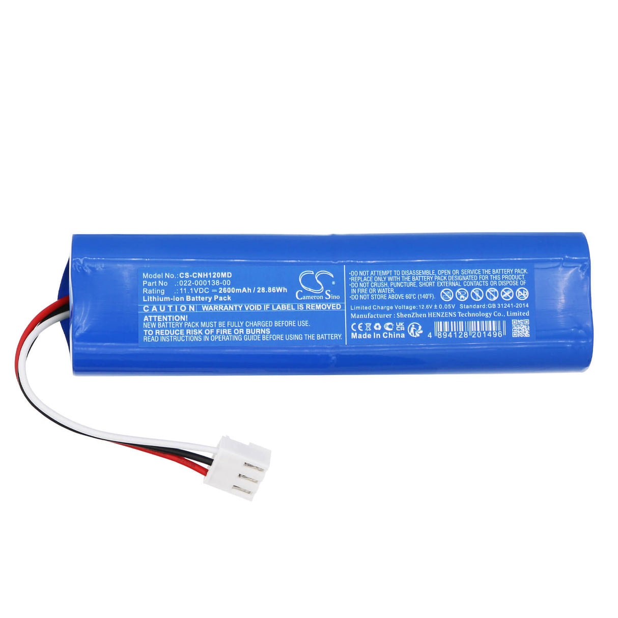 11.1V, Li-ion, 2600mAh, Medical battery fits Comen, 022-000138-00, H12, 28.86Wh Medical Cameron Sino Technology Limited (Medical)