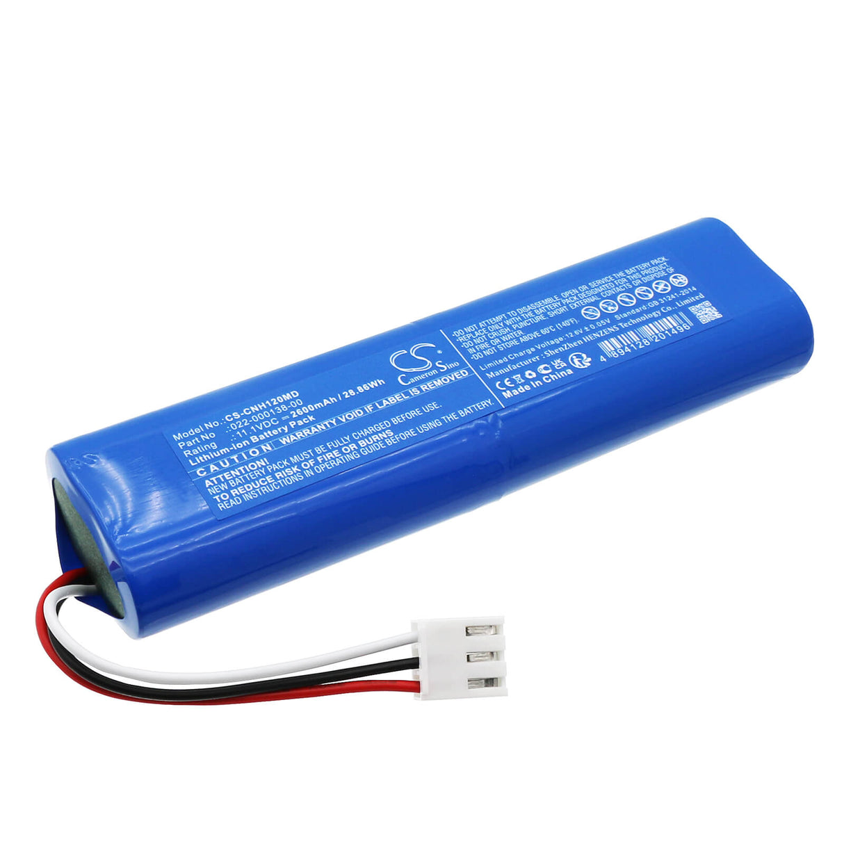 11.1V, Li-ion, 2600mAh, Medical battery fits Comen, 022-000138-00, H12, 28.86Wh Medical Cameron Sino Technology Limited (Medical)