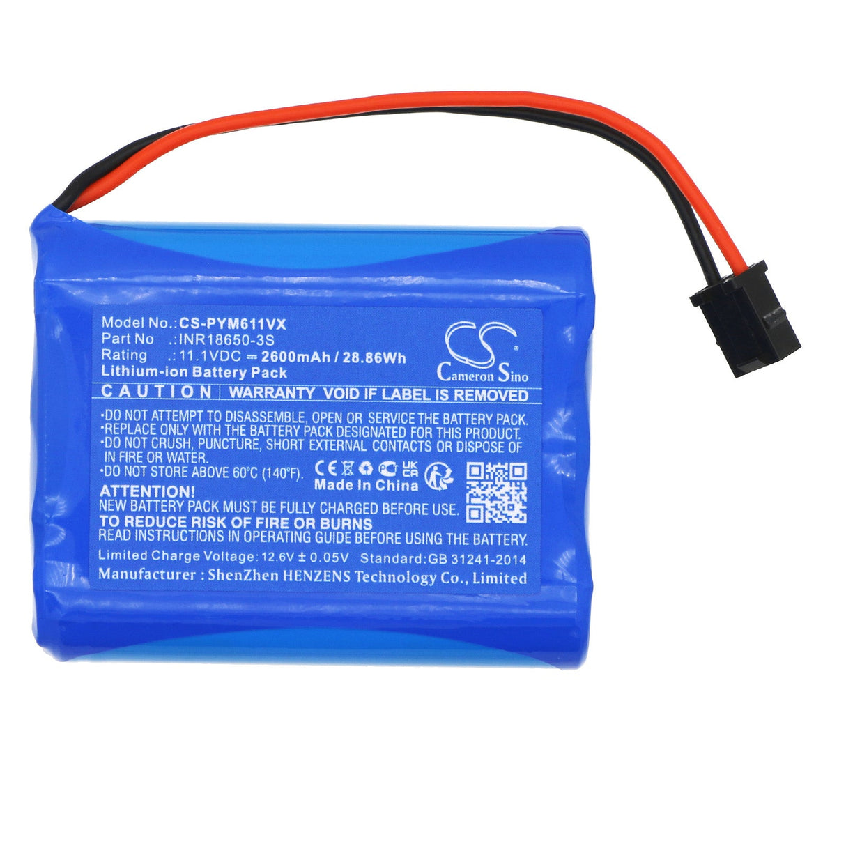 11.1V, Li-ion, 2600mAh, Vacuum battery fits Puppyoo, V-m611, V-m611a, 28.86Wh Vacuum Cameron Sino Technology Limited