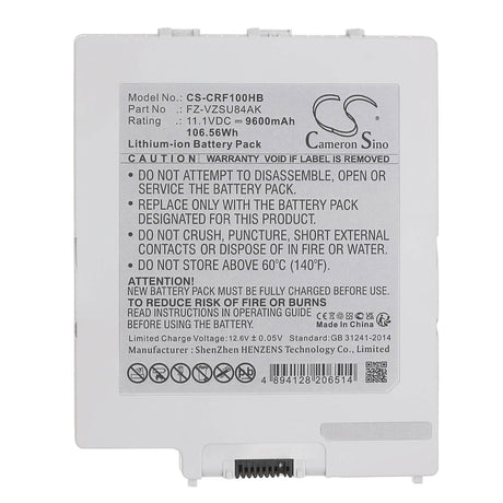 11.1V, Li-ion, 9600mAh Notebook, Laptop Battery fits Panasonic & Leica FZ-VZSU84AK, Cs35 Controller, 106.56Wh Notebook, Laptop Cameron Sino Technology Limited