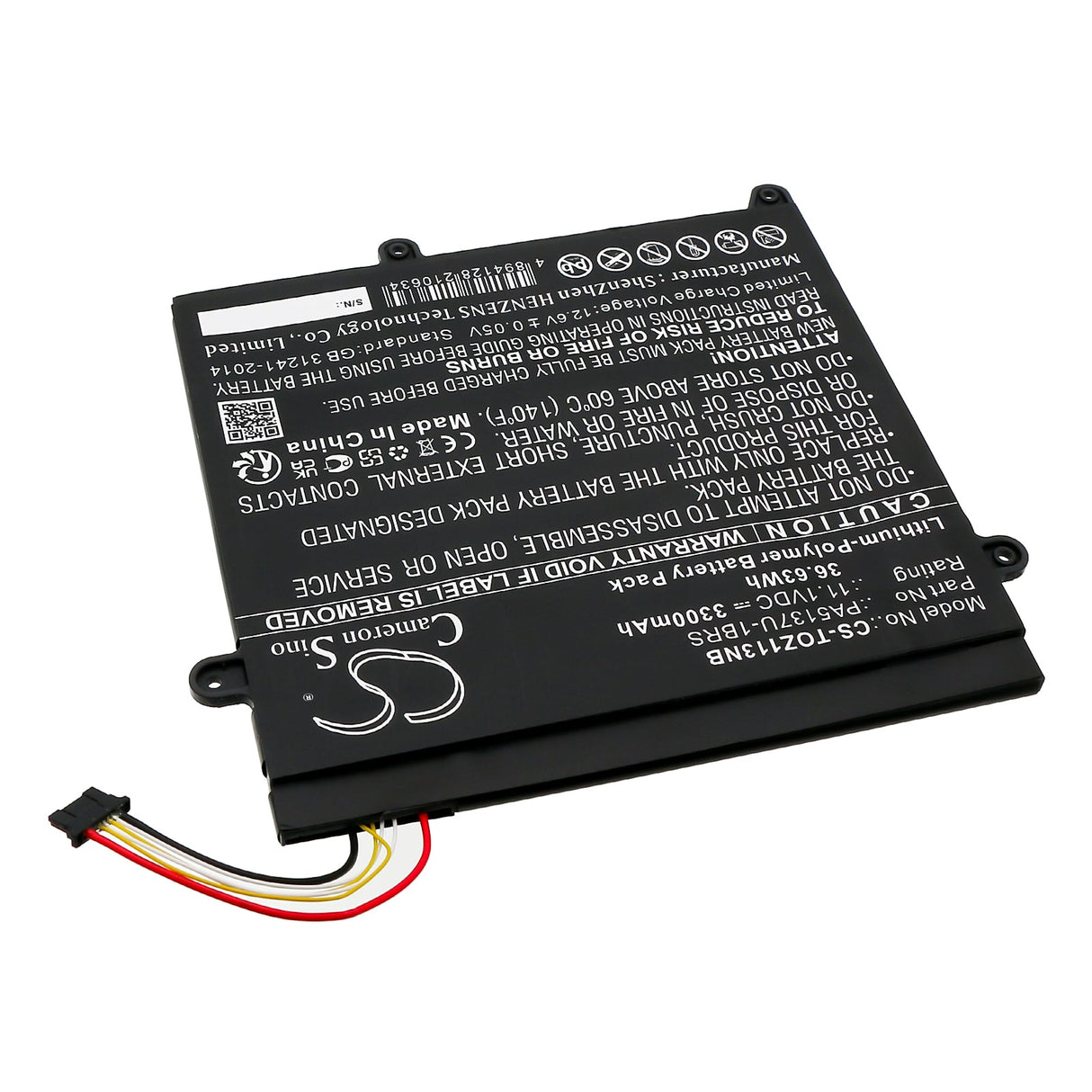 11.1V, Li-Polymer, 3300mAh, Tablet battery fits Toshiba, Portege Z10t-a, Portege Z10t-a-102, 36.63Wh Tablet Cameron Sino Technology Limited