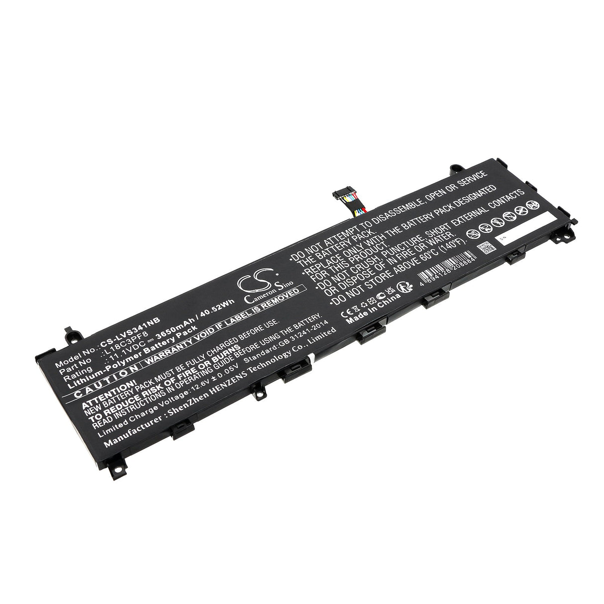 11.1V, Li-Polymer, 3650mAh, Notebook, Laptop battery fits Lenovo, Ideapad S340-13, Ideapad S340-13iml, 40.52Wh Notebook, Laptop Cameron Sino Technology Limited