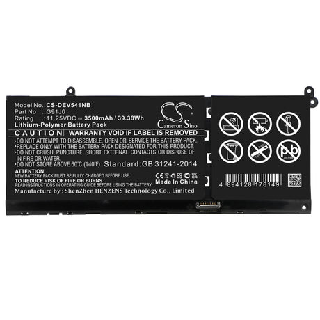 11.25v, Li-ion, 3500mah, Battery Fits Dell, Inspiron 5415, Inspiron 5418, 39.38wh Notebook, Laptop Cameron Sino Technology Limited   