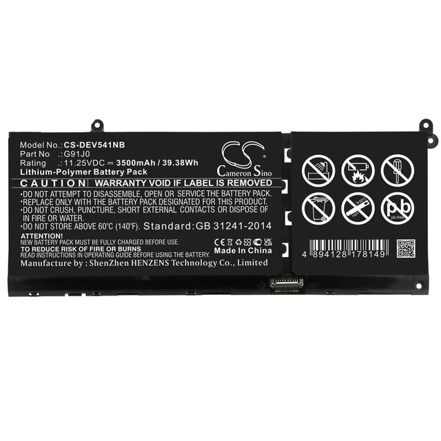 11.25v, Li-ion, 3500mah, Battery Fits Dell, Inspiron 5415, Inspiron 5418, 39.38wh Notebook, Laptop Cameron Sino Technology Limited   