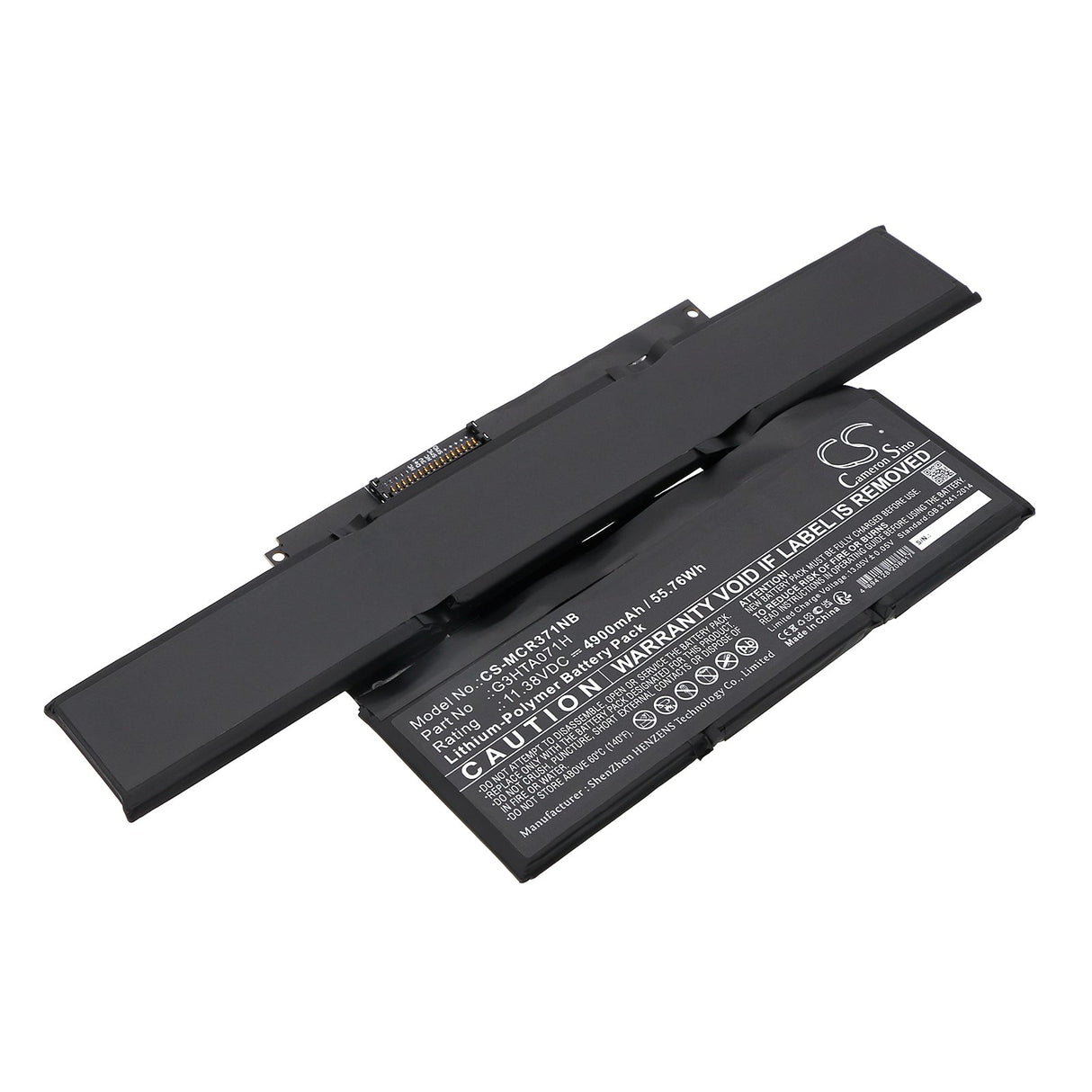 11.38V, Li-Polymer, 4900mAh, Notebook, Laptop battery fits Microsoft, Surface Laptop Studio 1964, Surface Laptop Studio 1964 14., 55.76Wh Notebook, Laptop Cameron Sino Technology Limited