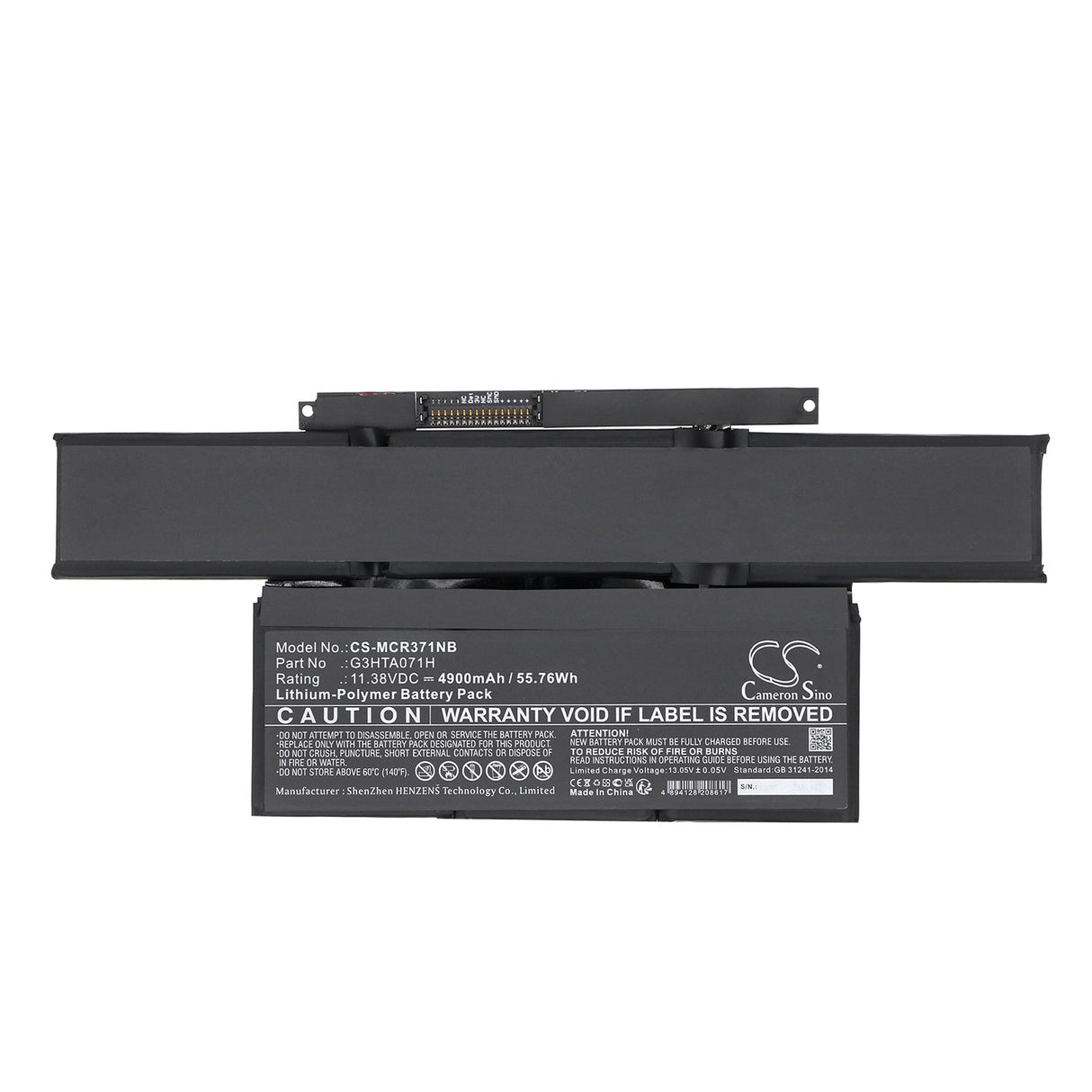 11.38V, Li-Polymer, 4900mAh, Notebook, Laptop battery fits Microsoft, Surface Laptop Studio 1964, Surface Laptop Studio 1964 14., 55.76Wh Notebook, Laptop Cameron Sino Technology Limited