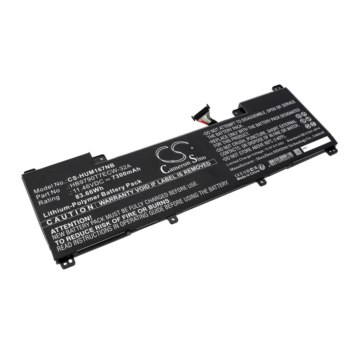 11.46v, Li-polymer, 7300mah, Notebook battery Fits Huawei Matebook 16 Crem-wfd9, Matebook 16 Crem-wfg9, 83.66wh Notebook, Laptop Cameron Sino Technology Limited   