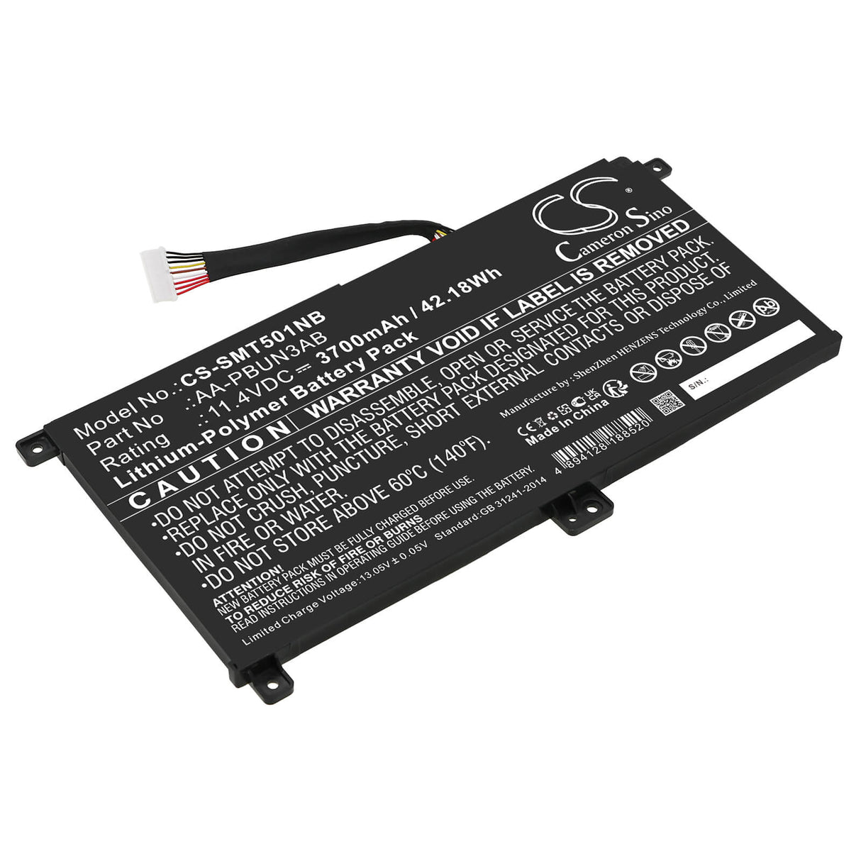 11.4v, Li-ion, 3700mah, Battery Fits Samsung, 300e4m Series, 300e4m-k01, 42.18wh Notebook, Laptop Cameron Sino Technology Limited