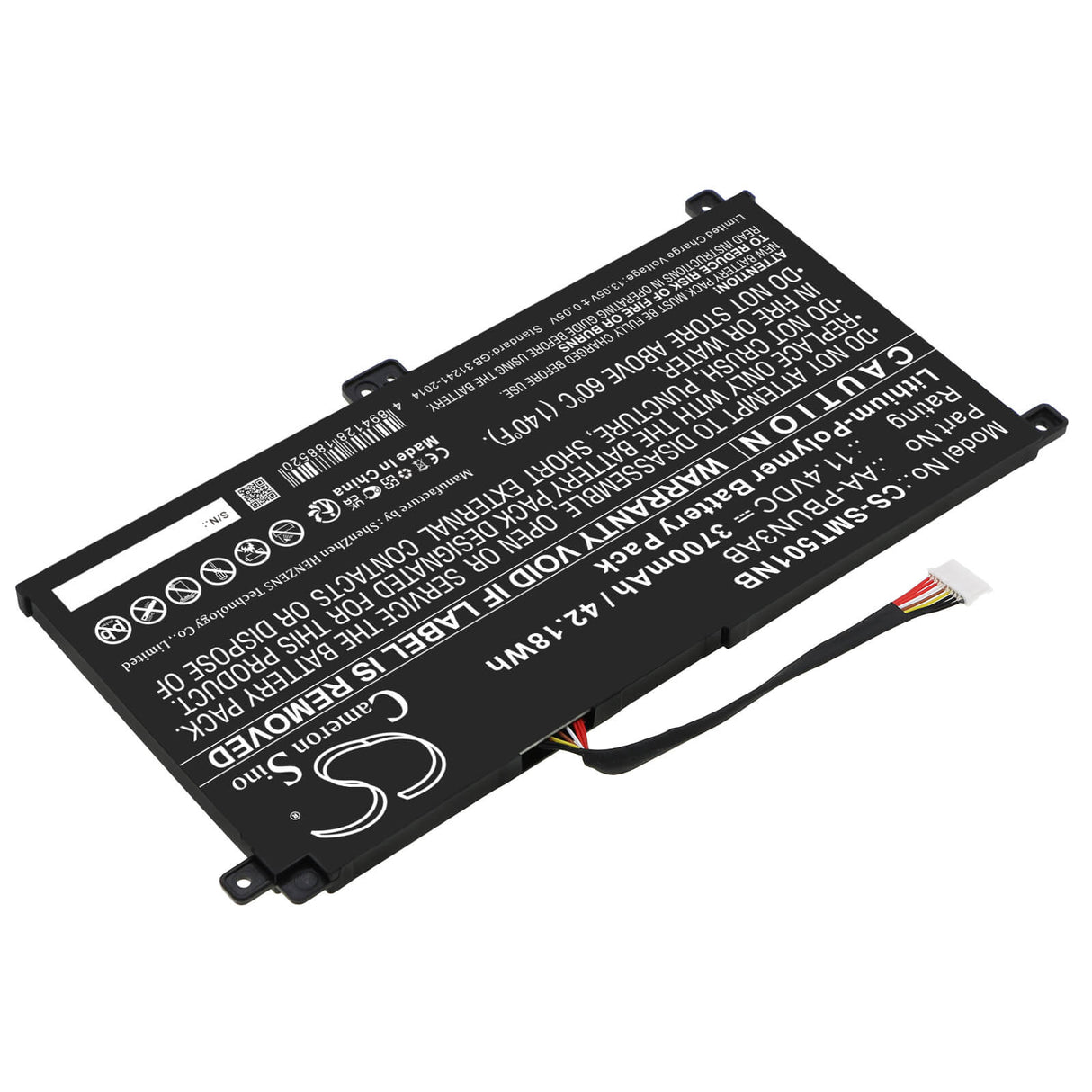 11.4v, Li-ion, 3700mah, Battery Fits Samsung, 300e4m Series, 300e4m-k01, 42.18wh Notebook, Laptop Cameron Sino Technology Limited