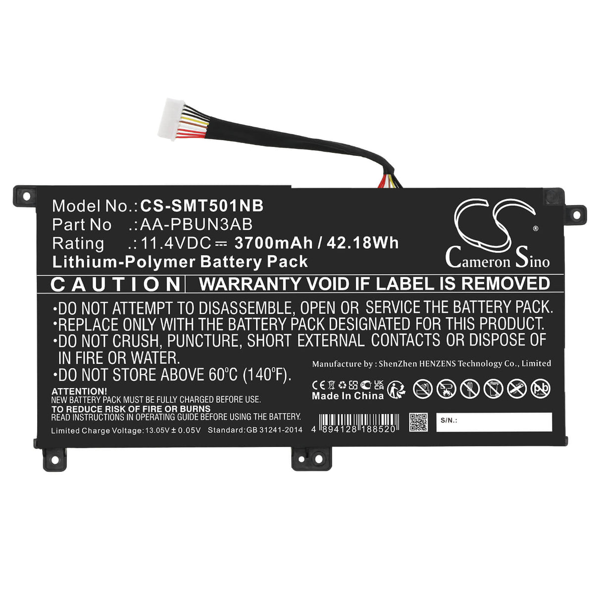 11.4v, Li-ion, 3700mah, Battery Fits Samsung, 300e4m Series, 300e4m-k01, 42.18wh Notebook, Laptop Cameron Sino Technology Limited