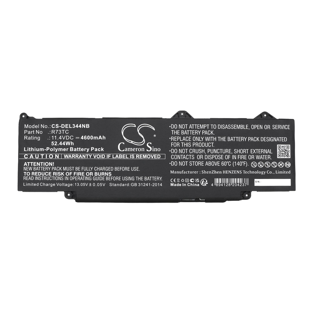 11.4v, Li-ion, 4600mah, Notebook battery Fits Dell Latitude 3440 2023, 52.44wh Notebook, Laptop Cameron Sino Technology Limited