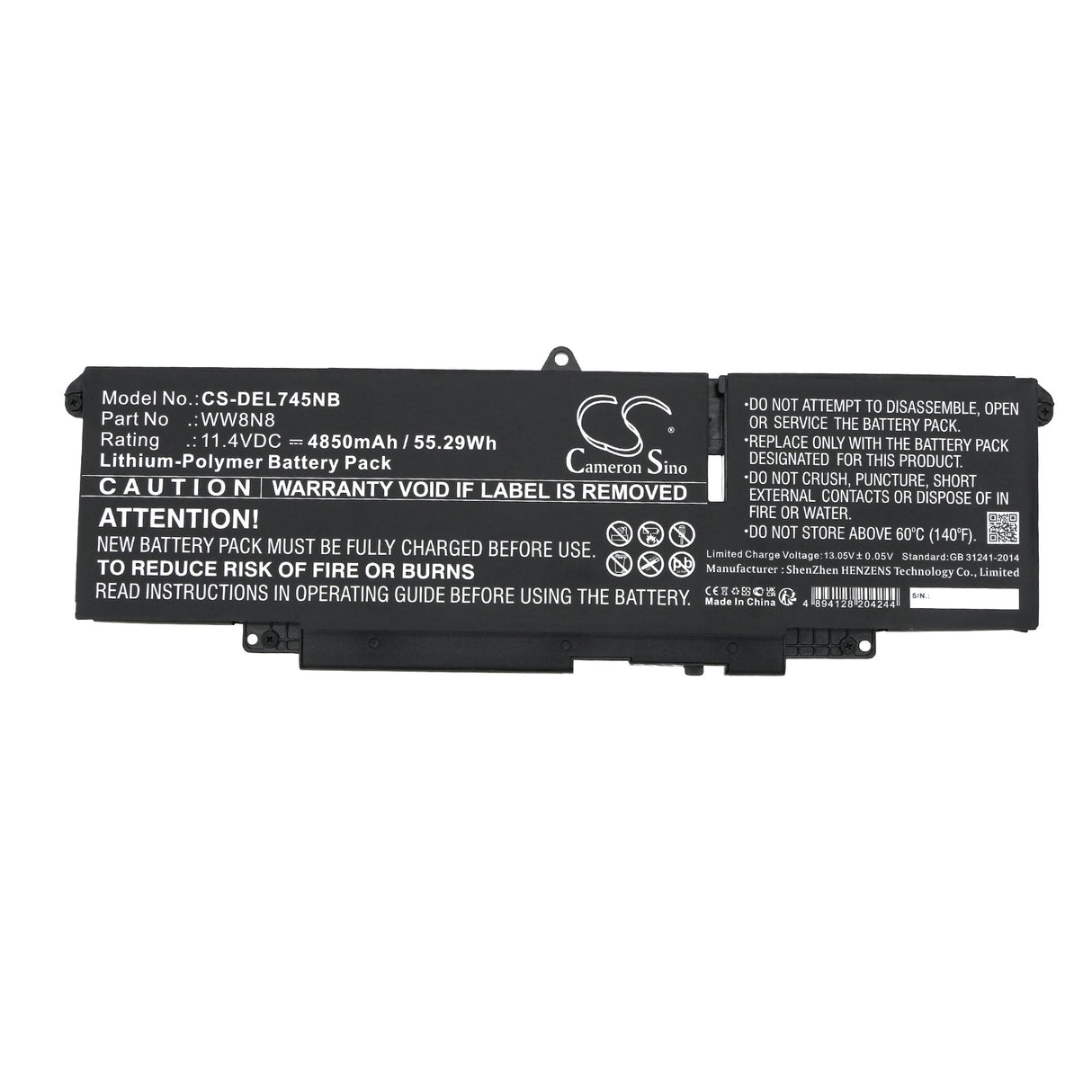 11.4v, Li-ion, 4850mah, Notebook Battery Fits Dell Latitude 7340, 55.29wh Notebook, Laptop Cameron Sino Technology Limited