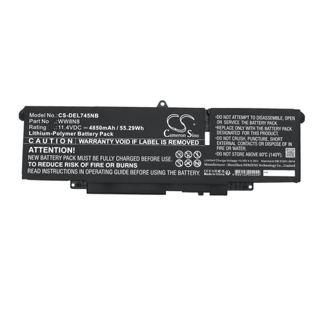 11.4v, Li-ion, 4850mah, Notebook Battery Fits Dell Latitude 7340, 55.29wh Notebook, Laptop Cameron Sino Technology Limited