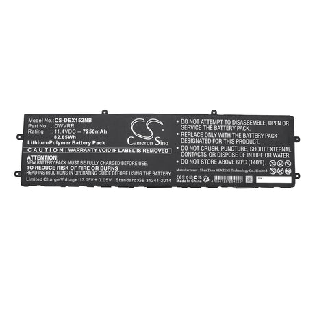 11.4v, Li-ion, 7250mah, Notebook battery Fits Dell Alienware X15 R1, 82.65wh Notebook, Laptop Cameron Sino Technology Limited
