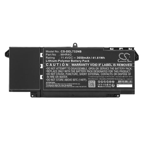 11.4V, Li-Polymer, 3650mAh, Notebook, Laptop battery fits Dell, Latitude 13 5320, Latitude 14 7320, 41.61Wh Notebook, Laptop Cameron Sino Technology Limited
