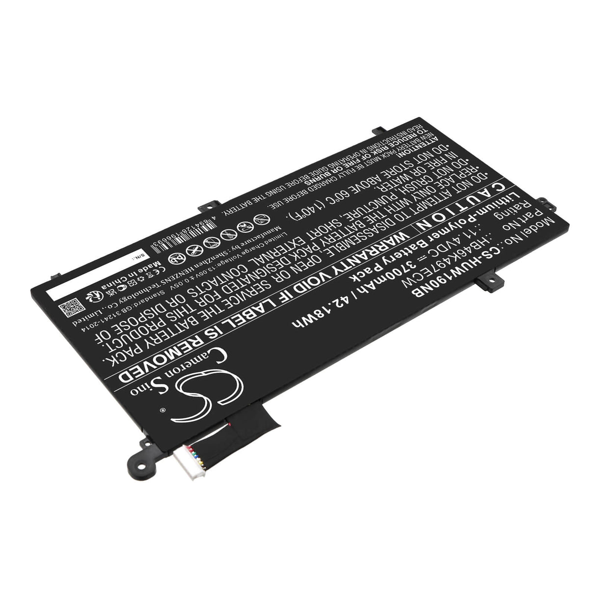 11.4v, Li-polymer, 3700mah, Battery Fits Huawei, Matebook D 2018, Matebook D 53010baj, 42.18wh Notebook, Laptop Cameron Sino Technology Limited   