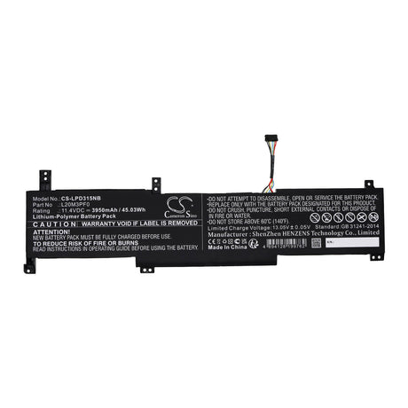 11.4V, Li-Polymer, 3950mAh, Battery fits Lenovo, Ideapad 3 14itl6 82h70048ph, Ideapad 3 14itl6 82h7009fsp, 45.03Wh Notebook, Laptop Cameron Sino Technology Limited   