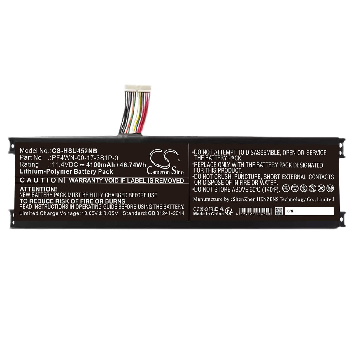 11.4v, Li-polymer, 4100mah, Battery Fits Maibenben, S436, 46.74wh Notebook, Laptop Cameron Sino Technology Limited   