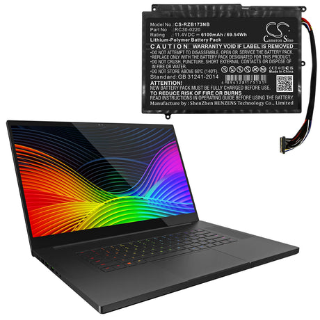 11.4v, Li-polymer, 6100mah, Battery Fits Razer, Blade Pro 17 2019 4k Uhd, Blade Pro 17 2019 Full Hd, 69.54wh Notebook, Laptop Cameron Sino Technology Limited   