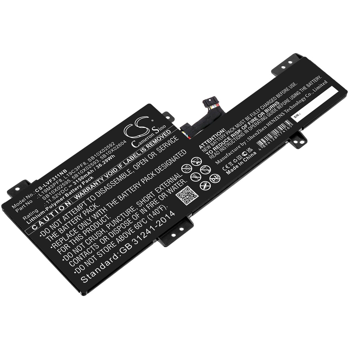 11.52v, 3150mah, Li-polymer Battery Fit's Lenovo, Flex 3-11igl05 82b2000xau, Flex 3-11igl05 82b2000yau, 36.29wh Notebook, Laptop Cameron Sino Technology Limited   