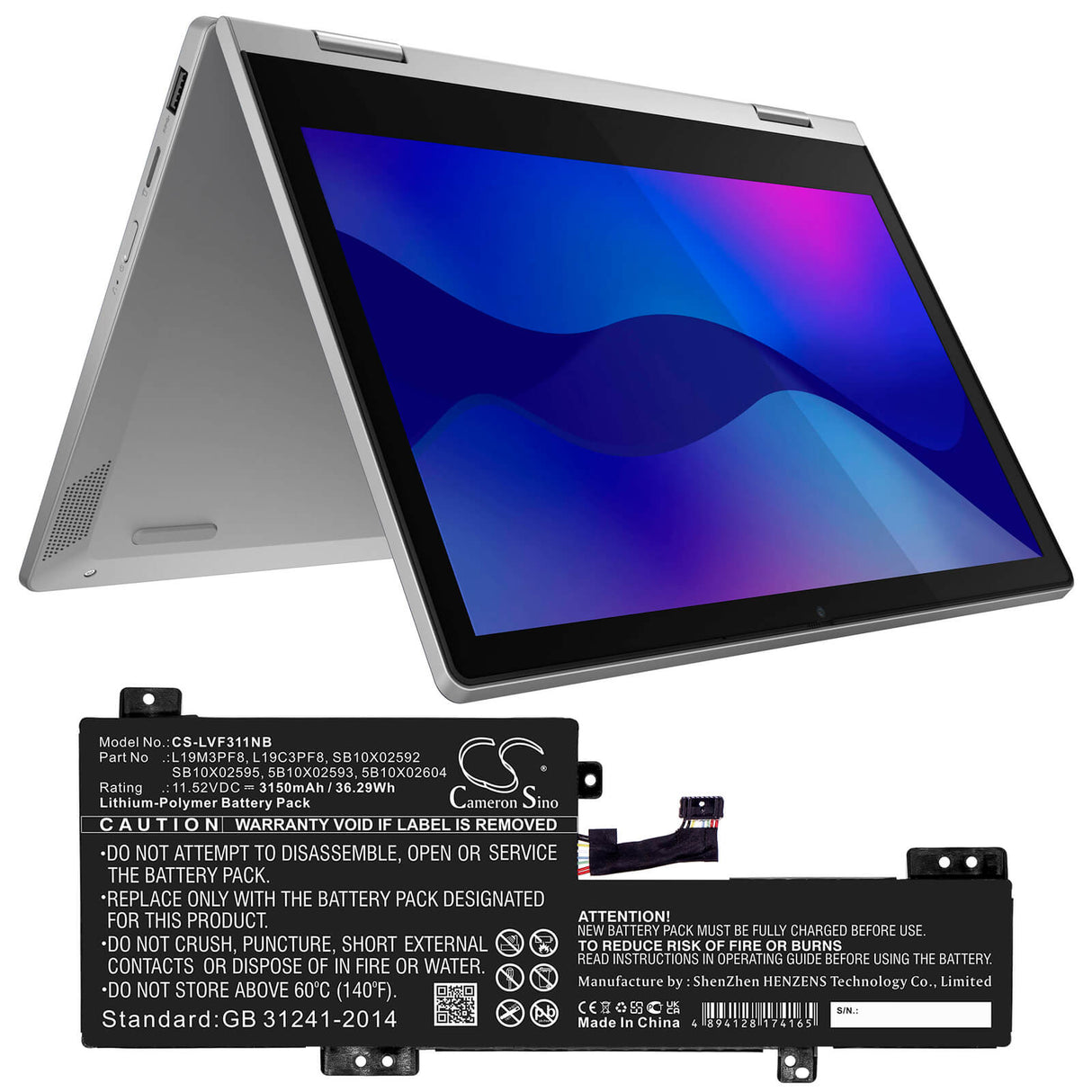 11.52v, 3150mah, Li-polymer Battery Fit's Lenovo, Flex 3-11igl05 82b2000xau, Flex 3-11igl05 82b2000yau, 36.29wh Notebook, Laptop Cameron Sino Technology Limited   