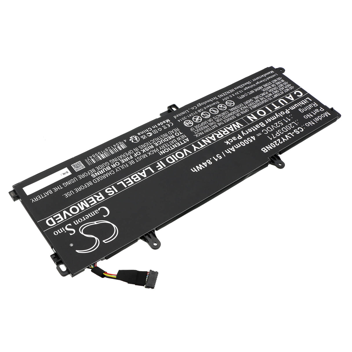 11.52V, Li-ion, 4500mAh, Notebook Battery fits Lenovo, Thinkpad X13 Yoga G2, Thinkpad X13 Yoga G2 20w80007z, 51.84Wh Notebook, Laptop Cameron Sino Technology Limited