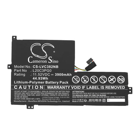 11.52V, Li-Polymer, 3900mAh, Notebook Battery fits Lenovo, 100e Chromebook Gen 3 82uy0001, 100e Chromebook Gen 3 82uy0002, 44.93Wh Notebook, Laptop Cameron Sino Technology Limited