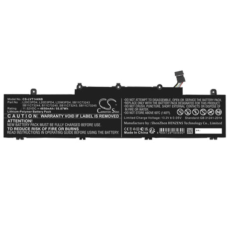 11.52v, Li-polymer, 4850mah, Battery Fits Lenovo, Thinkpad E14 Gen 3 20y7003see, 55.87wh Notebook, Laptop Cameron Sino Technology Limited   