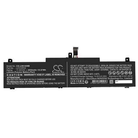 11.52V, Li-Polymer, 4850mAh, Notebook Battery fits Lenovo, Thinkpad Neo 14, 55.87Wh Notebook, Laptop Cameron Sino Technology Limited