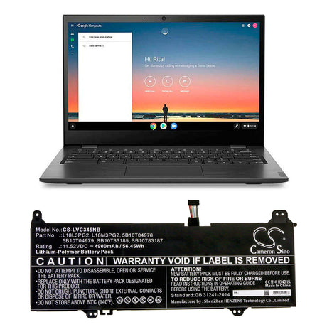 11.52v, Li-polymer, 4900mah, Battery Fit's Lenovo, L18d3pg2, 14e Chromebook 81mh0011au 56.45wh Notebook, Laptop Cameron Sino Technology Limited