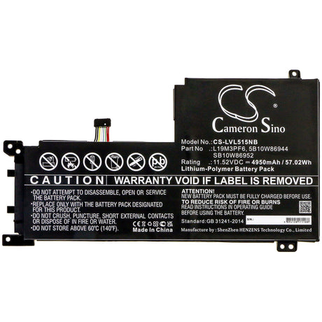 11.52v, Li-polymer, 4950mah, Battery Fit's Lenovo, Ideapad 5-15iil05, Ideapad 5-15iil05 81y, Ideapad 5-15iil05 81yk0038mx, 57.02 Notebook, Laptop Cameron Sino Technology Limited   