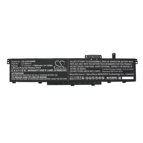 11.52V, Li-Polymer, 7950mAh, Notebook Battery fits Lenovo, Thinkpad P16 00cd 2022, Thinkpad P16 Gen1, 91.58Wh Notebook, Laptop Cameron Sino Technology Limited