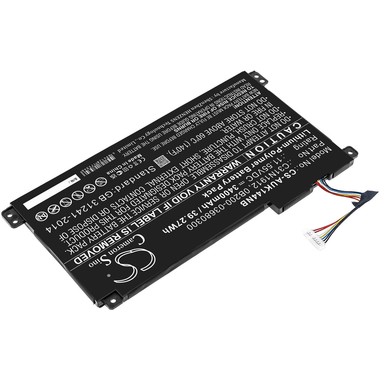 11.55v, Li-polymer, 3400mah, Notebook Battery Fits Asus, E410ma, E510ma, 39.27wh Notebook, Laptop Cameron Sino Technology Limited